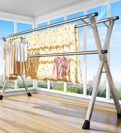Auralix® Heavy Duty Stainless Steel Foldable Clothes Drying Rack