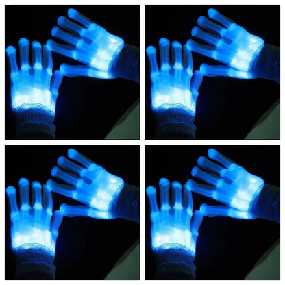 LED Gloves Neon Guantes Glowing Halloween Party Light Props Luminous Flashing Skull Gloves Stage Costume Supplies