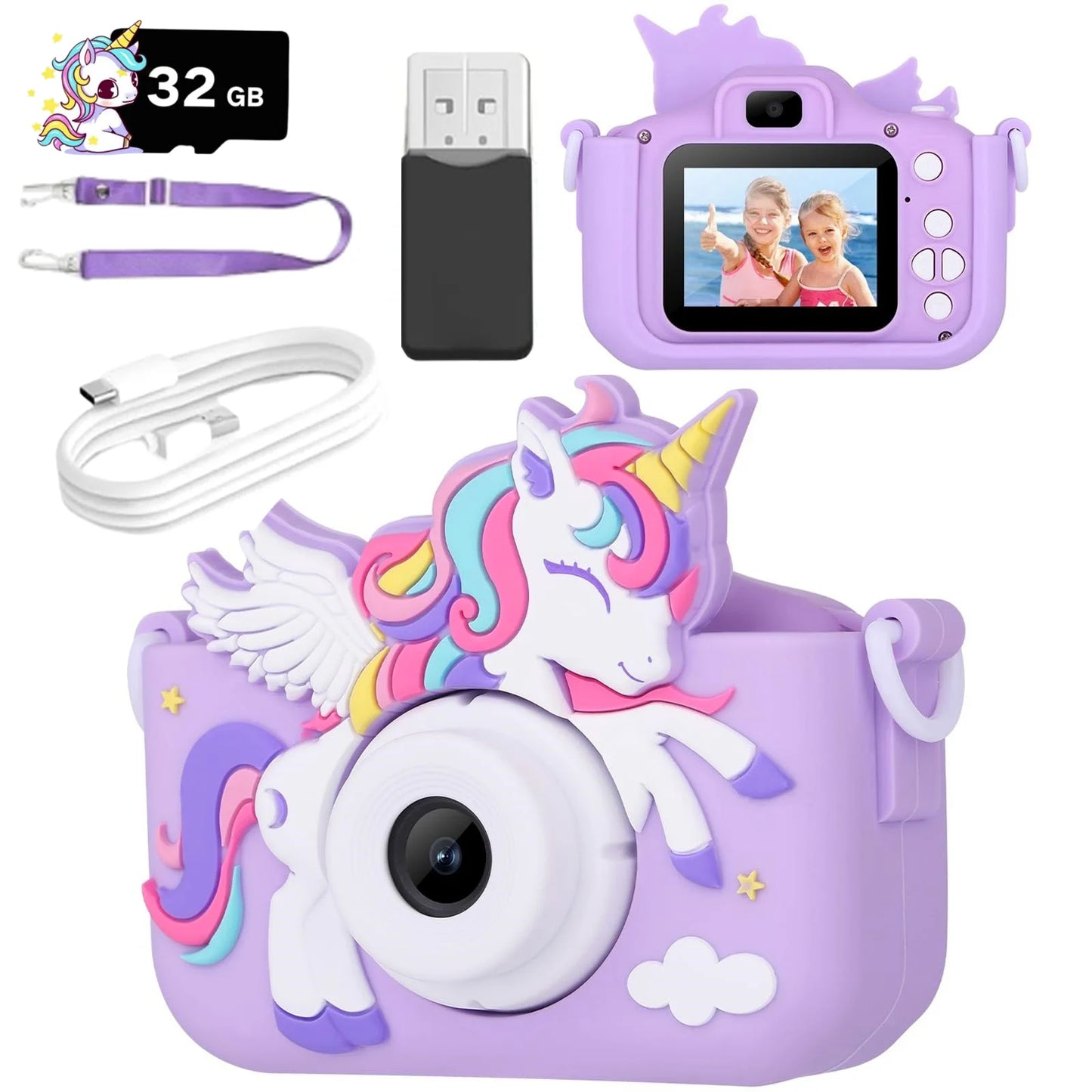 Kids Camera, Unicorn Series, 1080P HD Toddler Digital Video Camera, Camera Toys for 3-12 Year Old Christmas Birthday Gifts
