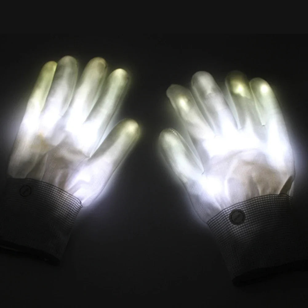 LED Gloves Neon Guantes Glowing Halloween Party Light Props Luminous Flashing Skull Gloves Stage Costume Supplies