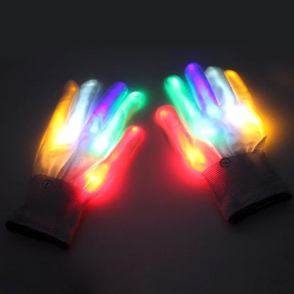 LED Gloves Neon Guantes Glowing Halloween Party Light Props Luminous Flashing Skull Gloves Stage Costume Supplies