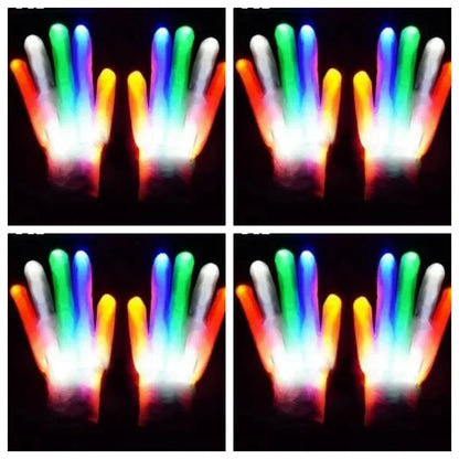 LED Gloves Neon Guantes Glowing Halloween Party Light Props Luminous Flashing Skull Gloves Stage Costume Supplies