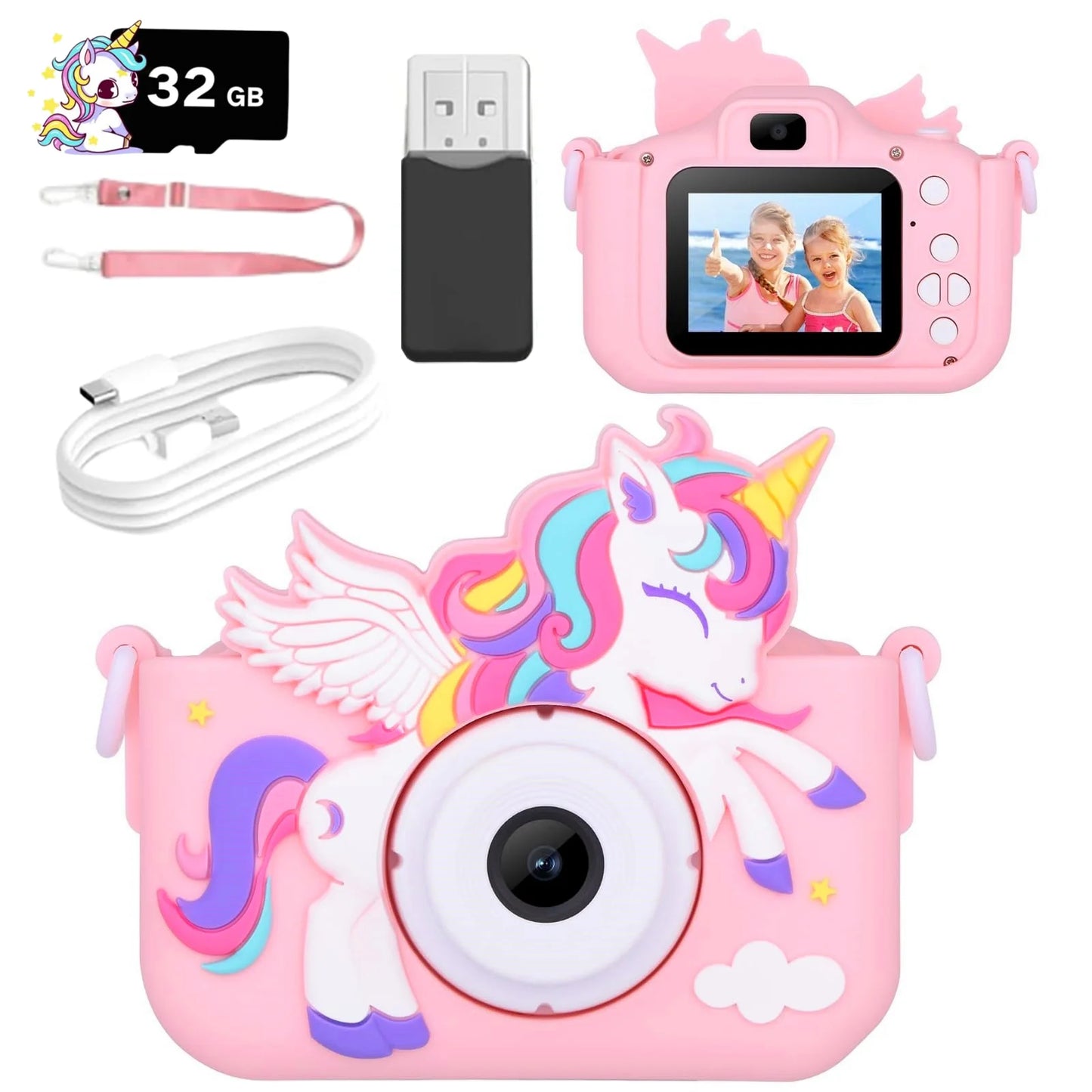 Kids Camera, Unicorn Series, 1080P HD Toddler Digital Video Camera, Camera Toys for 3-12 Year Old Christmas Birthday Gifts