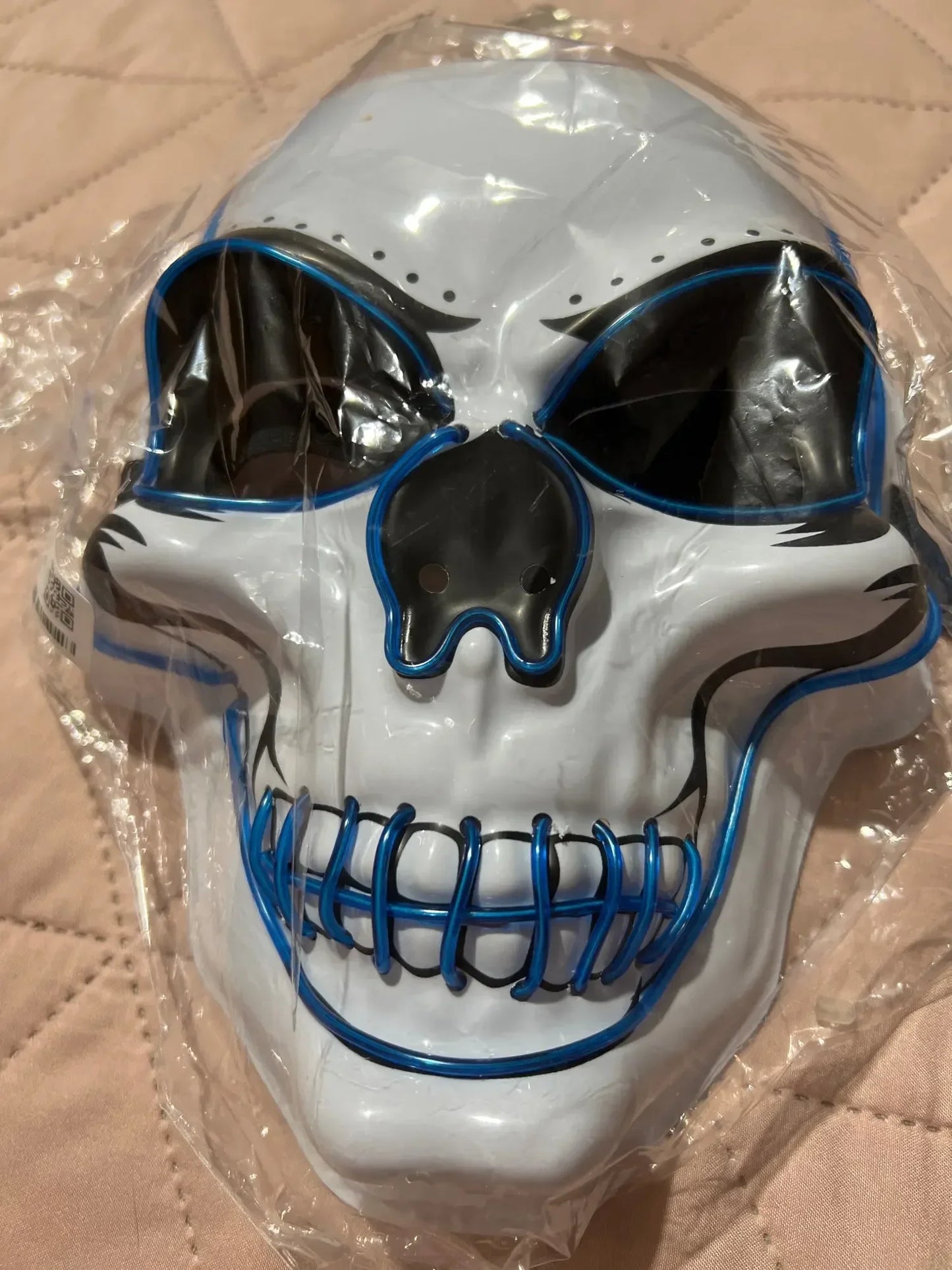 Halloween LED horror mask with neon glow gloves