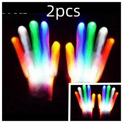LED Gloves Neon Guantes Glowing Halloween Party Light Props Luminous Flashing Skull Gloves Stage Costume Supplies