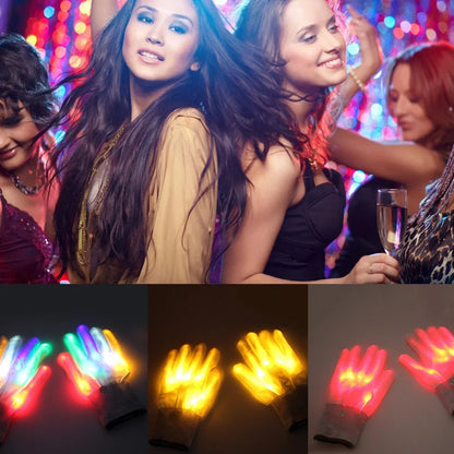 LED Gloves Neon Guantes Glowing Halloween Party Light Props Luminous Flashing Skull Gloves Stage Costume Supplies