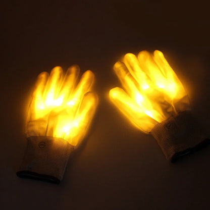 LED Gloves Neon Guantes Glowing Halloween Party Light Props Luminous Flashing Skull Gloves Stage Costume Supplies