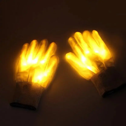 LED Gloves Neon Guantes Glowing Halloween Party Light Props Luminous Flashing Skull Gloves Stage Costume Supplies