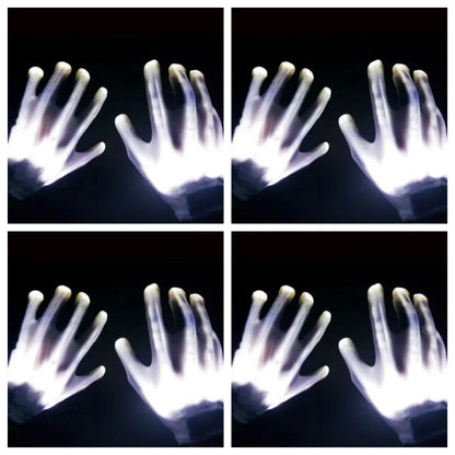 LED Gloves Neon Guantes Glowing Halloween Party Light Props Luminous Flashing Skull Gloves Stage Costume Supplies