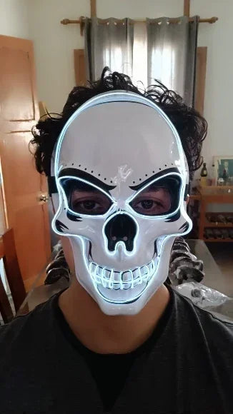 Halloween LED horror mask with neon glow gloves