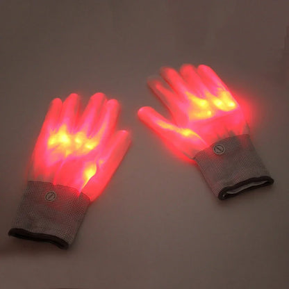 LED Gloves Neon Guantes Glowing Halloween Party Light Props Luminous Flashing Skull Gloves Stage Costume Supplies