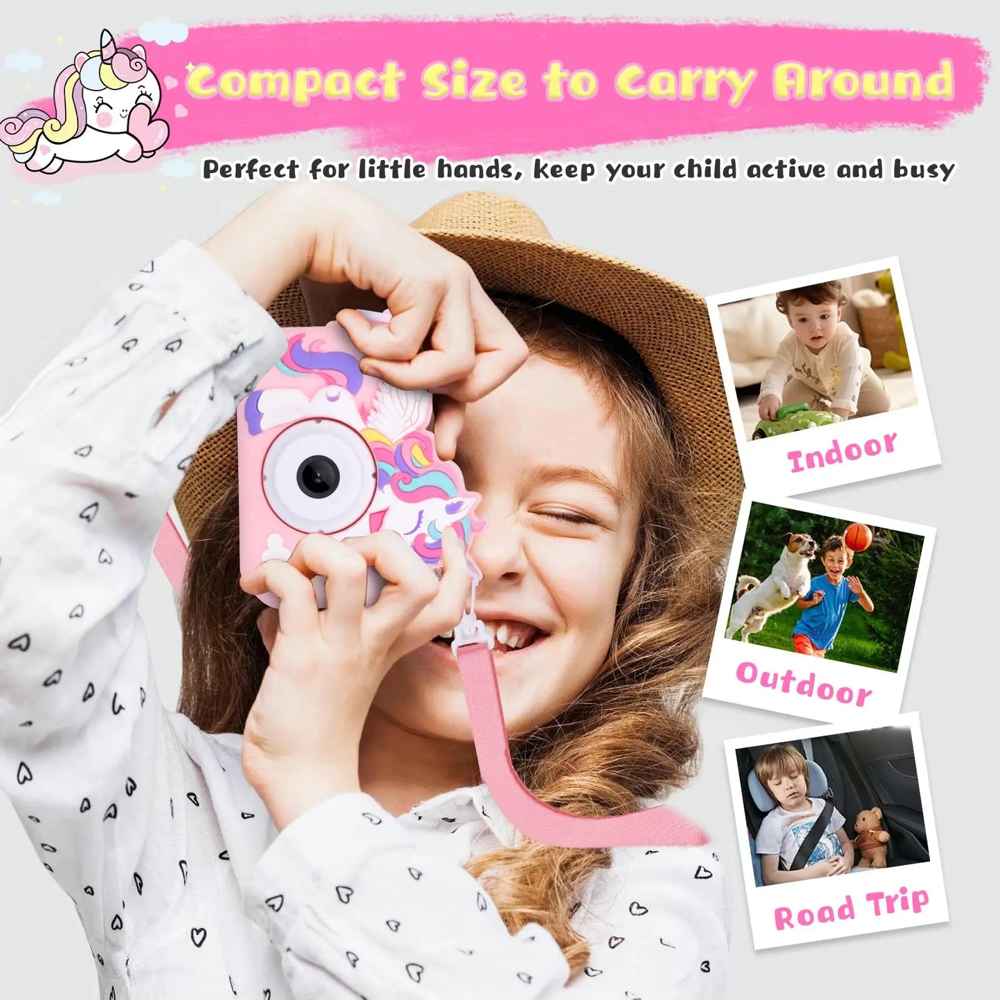 Kids Camera, Unicorn Series, 1080P HD Toddler Digital Video Camera, Camera Toys for 3-12 Year Old Christmas Birthday Gifts